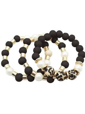 Laney Bracelet Stack – Black | Set of 3 | Viv&Lou